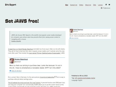 Set JAWS free! · Eric Eggert
