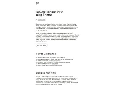 Tablog — Minimalistic Blog Theme for Kirby CMS